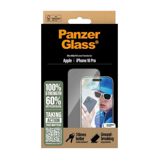 PanzerGlass® - Ултраширок протектор за екран - iPhone 16 Plus / iPhone 15 Plus - Черен