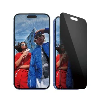 PanzerGlass® - Ултраширок протектор за екран за поверителност с EasyAligner - iPhone 16 Plus / iPhone 15 Plus - Черен