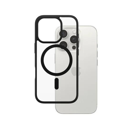 Калъф за iPhone 16 Pro - PanzerGlass® - HardCase Black MagSafe & Frame Series - Прозрачен