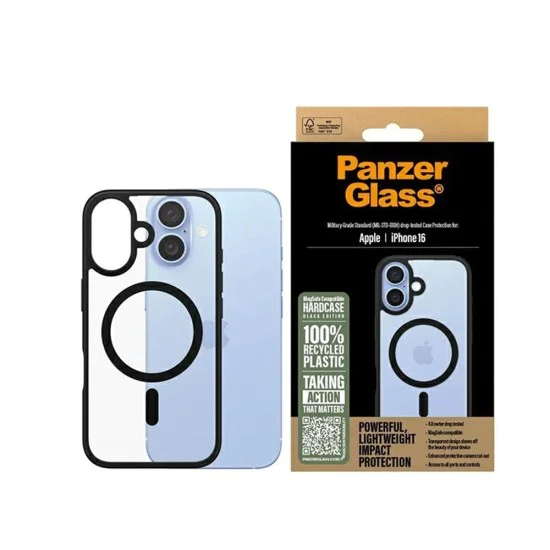 Калъф за iPhone 16 - PanzerGlass® - HardCase Black MagSafe & Frame Series - Прозрачен