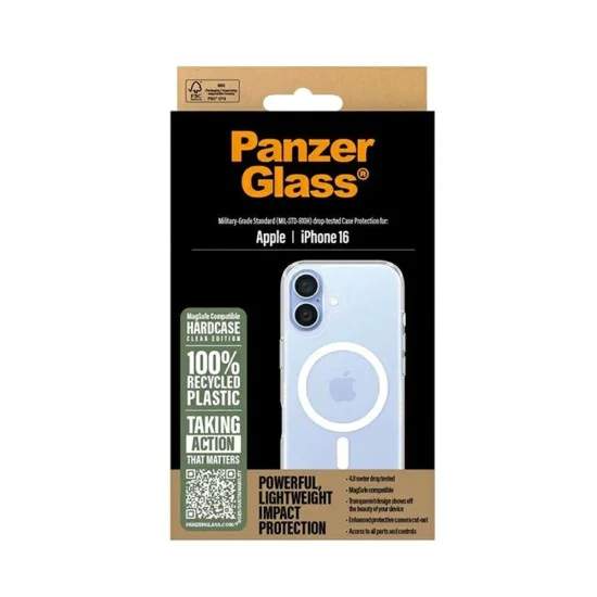 Калъф за iPhone 16 - PanzerGlass® - HardCase бял MagSafe серия - Прозрачен