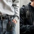Spigen - Калъф за телефон с цип - Портфейл MagSafe, държач за карти, AirPods, органайзер, с кобур за колан, джобове, универсален - черен