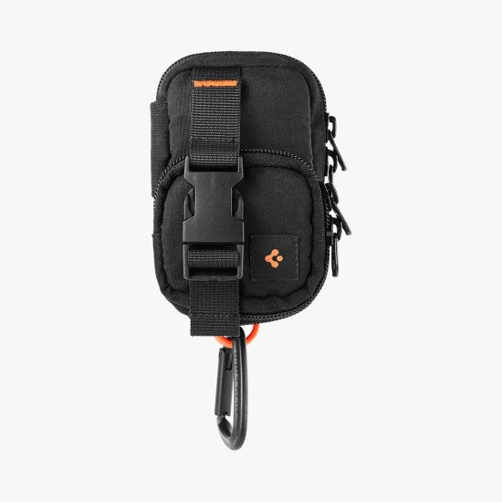 Spigen - Калъф за телефон с цип - Портфейл MagSafe, държач за карти, AirPods, органайзер, с кобур за колан, джобове, универсален - черен