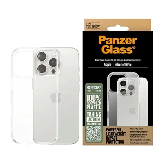 Калъф за iPhone 16 Pro - PanzerGlass® - Серия HardCase - Прозрачен