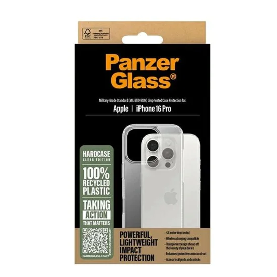 Калъф за iPhone 16 Pro - PanzerGlass® - Серия HardCase - Прозрачен