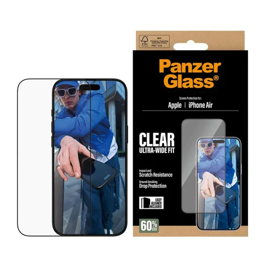PanzerGlass® - Ултраширок протектор за екран с EasyAligner - iPhone 17 Air - Черен