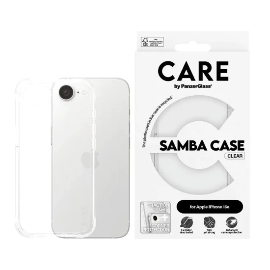 Калъф за iPhone 16e - PanzerGlass® - CARE Моден калъф - Samba Прозрачен
