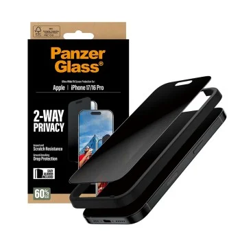 PanzerGlass® - Ултраширок двустранен протектор за екран с EasyAligner - iPhone 17 / iPhone 16 Pro - Черен
