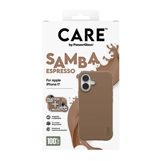Калъф за iPhone 17 - PanzerGlass® - CARE Моден калъф с MagSafe - Samba Espresso