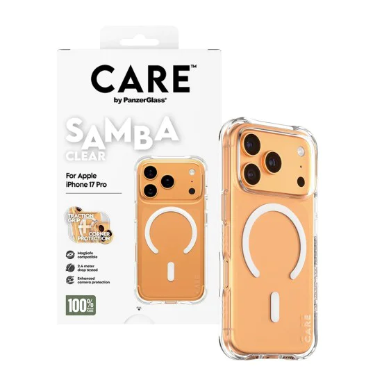 Калъф за iPhone 17 Pro - PanzerGlass® - CARE Моден калъф с бял MagSafe - Прозрачен