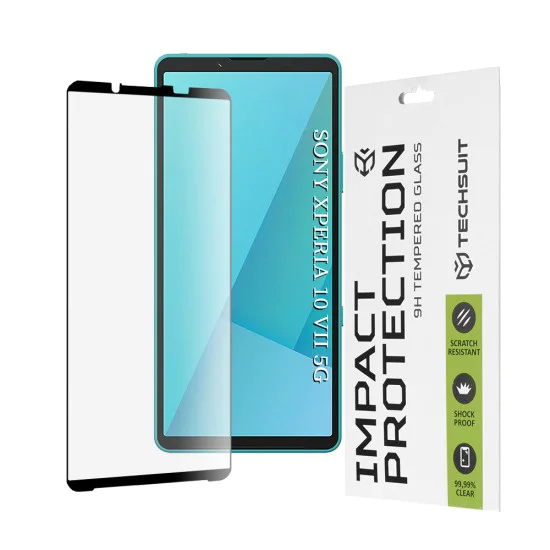 Протектор за дисплей – Techsuit 111D Full Cover / Full Glue – Sony Xperia 10 VII – Черен