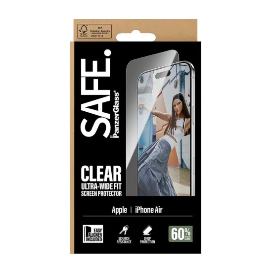 PanzerGlass® - SAFE. Ултраширок протектор за екран с EasyAligner - iPhone 17 Air - Прозрачен