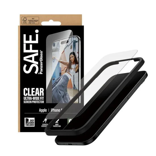 PanzerGlass® - SAFE. Ултраширок протектор за екран с EasyAligner - iPhone 17 Air - Прозрачен