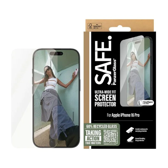 PanzerGlass® - SAFE. Ултраширок протектор за екран - iPhone 16 Pro - Прозрачен