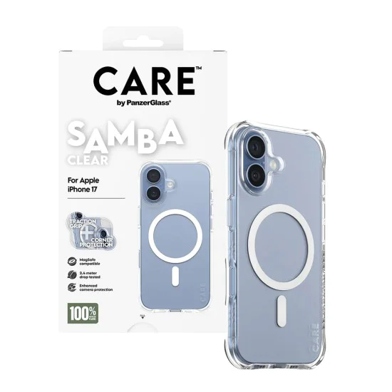 Калъф за iPhone 17 - PanzerGlass® - CARE Моден калъф с бял MagSafe - Прозрачен