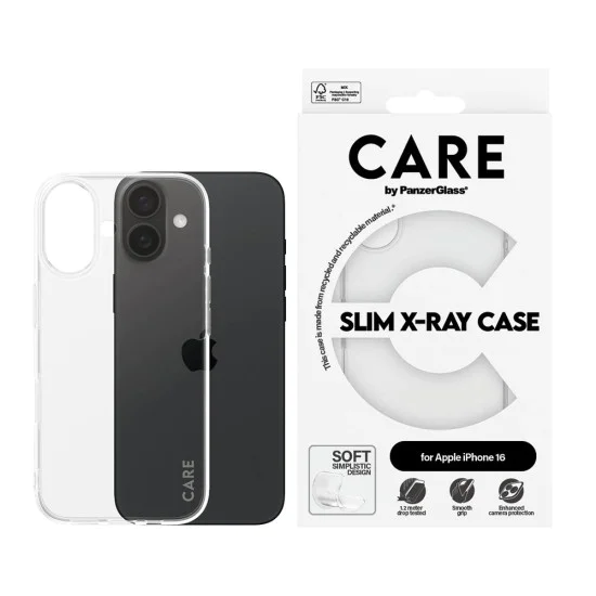 Калъф за iPhone 16 - PanzerGlass® - CARE Модерен калъф - Прозрачен