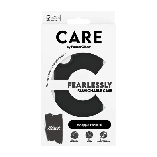 Калъф за iPhone 16 - PanzerGlass® - CARE Модерен калъф - Черен