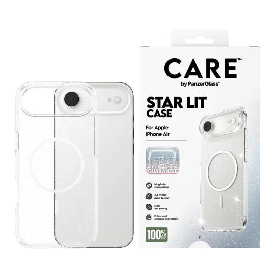 Калъф за iPhone 17 Air - PanzerGlass® - CARE Flagship Urban Explorer Star Lit White MagSafe - Прозрачен