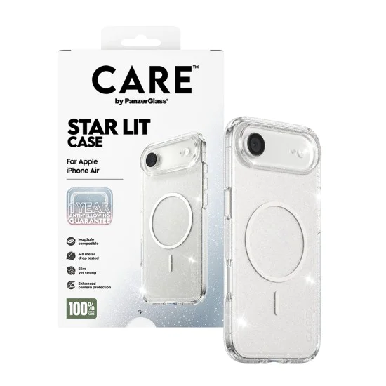 Калъф за iPhone 17 Air - PanzerGlass® - CARE Flagship Urban Explorer Star Lit White MagSafe - Прозрачен