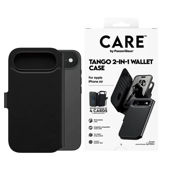 PanzerGlass® - CARE Feature MagSafe калъф Tango Two-in-One портфейл - iPhone 17 Air - черен