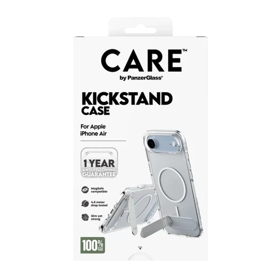 Калъф за iPhone 17 Air - PanzerGlass® - CARE Feature със стойка MagSafe - Прозрачен