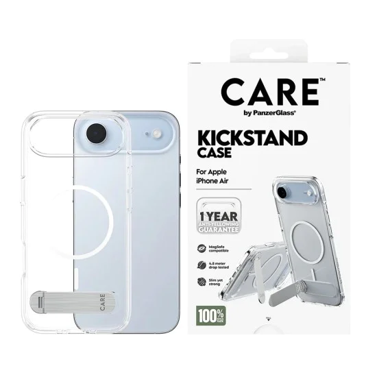 Калъф за iPhone 17 Air - PanzerGlass® - CARE Feature със стойка MagSafe - Прозрачен