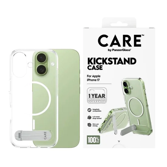 Калъф за iPhone 17 - PanzerGlass® - CARE Feature със стойка MagSafe - Прозрачен