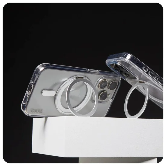 Калъф за iPhone 16 Pro - PanzerGlass® - CARE Feature Сребрист стойка и MagSafe - Прозрачен