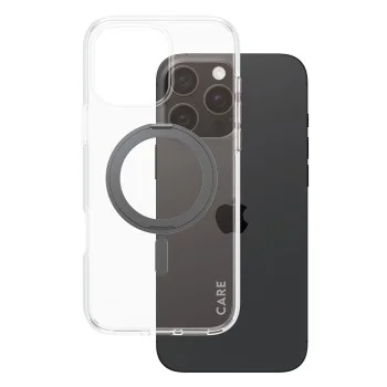 Калъф за iPhone 16 Pro Max - PanzerGlass® - CARE Feature Черен стойка и MagSafe - Прозрачен