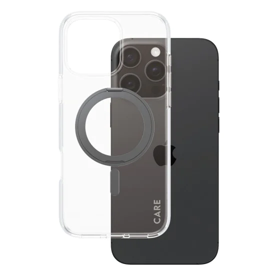 Калъф за iPhone 16 Pro Max - PanzerGlass® - CARE Feature Черен стойка и MagSafe - Прозрачен