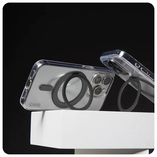 Калъф за iPhone 16 - PanzerGlass® - CARE Feature Черен стойка и MagSafe - Прозрачен