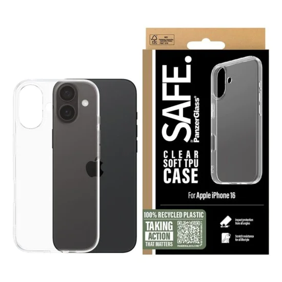 Калъф за iPhone 16 - PanzerGlass® - SAFE. Серия TPU калъфи - Прозрачен