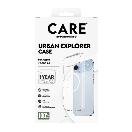 Калъф за iPhone 17 Air - PanzerGlass® - CARE Flagship Urban Explorer White MagSafe - Прозрачен