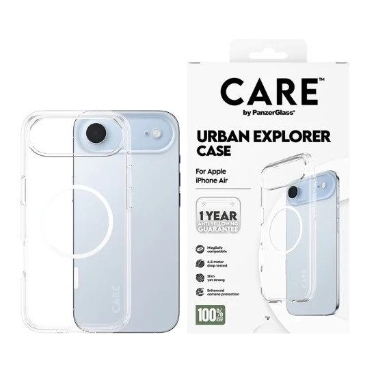 Калъф за iPhone 17 Air - PanzerGlass® - CARE Flagship Urban Explorer White MagSafe - Прозрачен