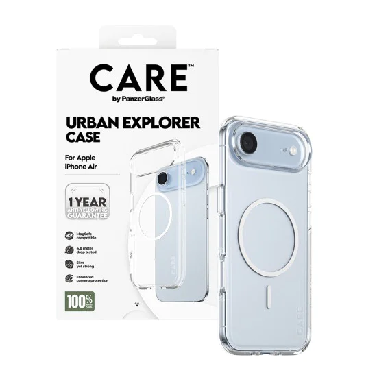 Калъф за iPhone 17 Air - PanzerGlass® - CARE Flagship Urban Explorer White MagSafe - Прозрачен