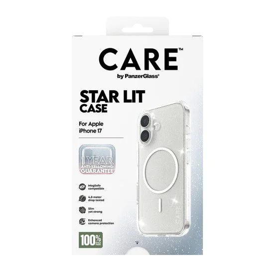 Калъф за iPhone 17 - PanzerGlass® - CARE Flagship Urban Explorer Star Lit White MagSafe - Прозрачен
