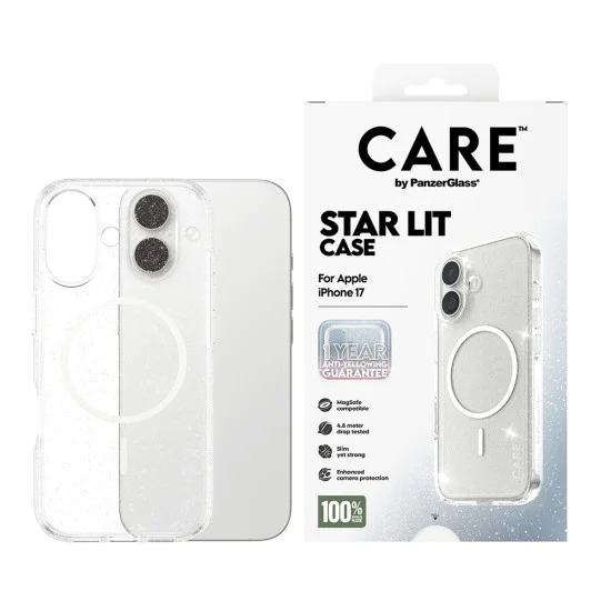 Калъф за iPhone 17 - PanzerGlass® - CARE Flagship Urban Explorer Star Lit White MagSafe - Прозрачен