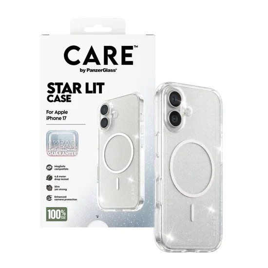 Калъф за iPhone 17 - PanzerGlass® - CARE Flagship Urban Explorer Star Lit White MagSafe - Прозрачен