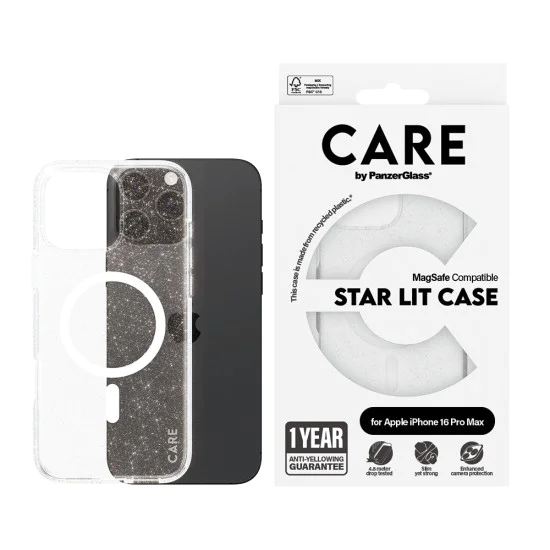 Калъф за iPhone 16 Pro Max - PanzerGlass® - CARE Flagship Urban Combat Star Lit White MagSafe - Прозрачен