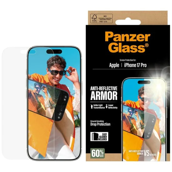 PanzerGlass® - Антирефлексен защитен екран с EasyAligner - iPhone 17 Pro - Матов, прозрачен