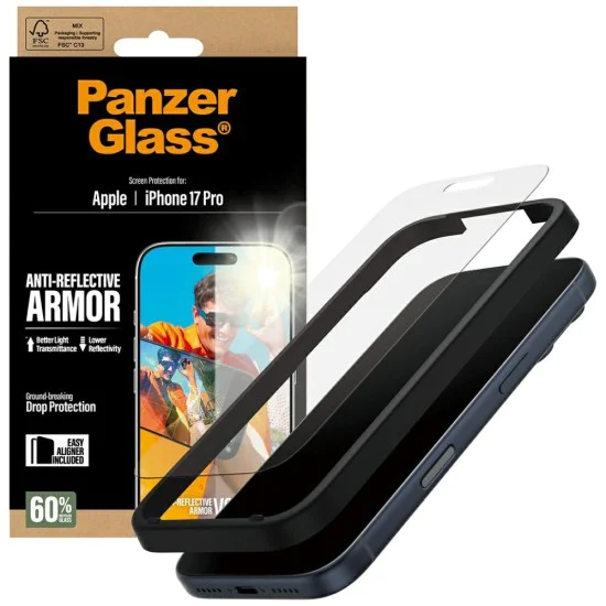 PanzerGlass® - Антирефлексен защитен екран с EasyAligner - iPhone 17 Pro - Матов, прозрачен