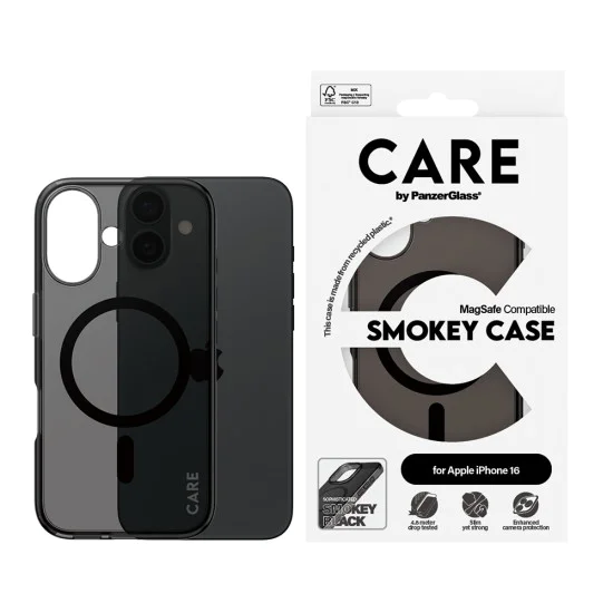 Калъф за iPhone 16 - PanzerGlass® - CARE Flagship Urban Combat Black MagSafe - Smokey