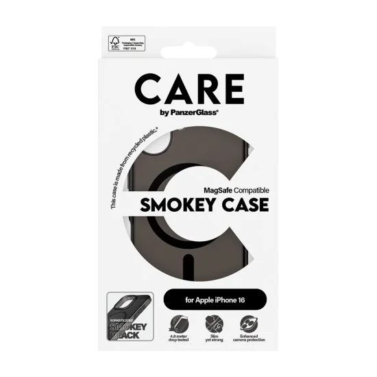 Калъф за iPhone 16 - PanzerGlass® - CARE Flagship Urban Combat Black MagSafe - Smokey