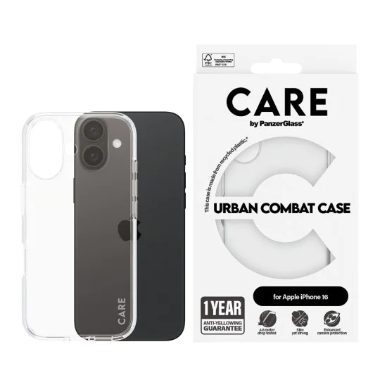 Калъф за iPhone 16 - PanzerGlass® - CARE Flagship Urban Combat - Прозрачен