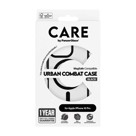 Калъф за iPhone 16 Pro - PanzerGlass® - CARE Flagship Urban Combat Black MagSafe - Черен
