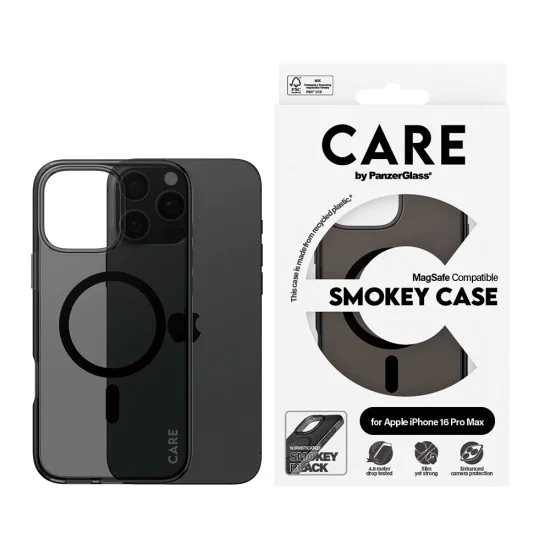 Калъф за iPhone 16 Pro - PanzerGlass® - CARE Flagship Urban Combat Black MagSafe - Smokey