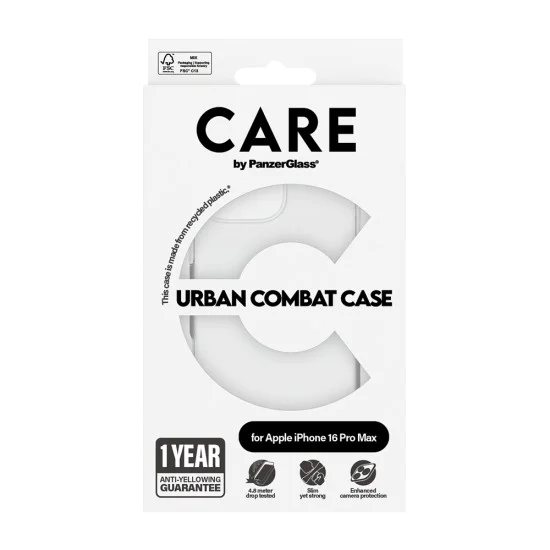 Калъф за iPhone 16 Pro - PanzerGlass® - CARE Flagship Urban Combat - Прозрачен