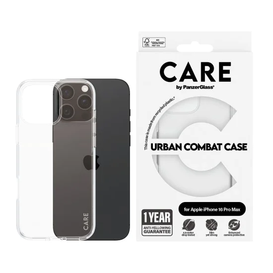Калъф за iPhone 16 Pro Max - PanzerGlass® - CARE Flagship Urban Combat - Прозрачен