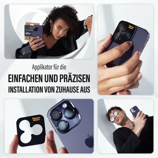 Протектор - Камера за iPhone 17 Pro / iPhone 17 Pro Max / iPhone 16 Pro / iPhone 16 Pro Max - PanzerGlass® - Hoops® протектор за обектив на камера - с брокат и сребрист цвят