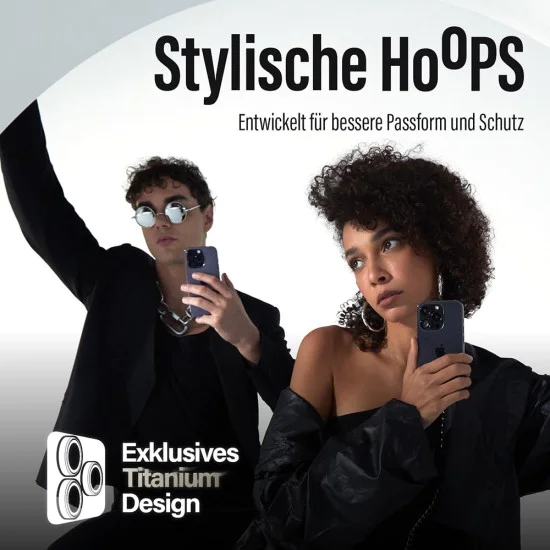 Протектор - Камера за iPhone 17 / iPhone 16 / iPhone 16 Plus - PanzerGlass® - Hoops® протектор за обектив на камера - с брокат и сребрист цвят